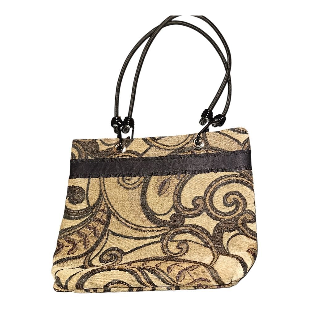 Tapestry Boho Purse with Bungee Straps w/3 Interior Pockets